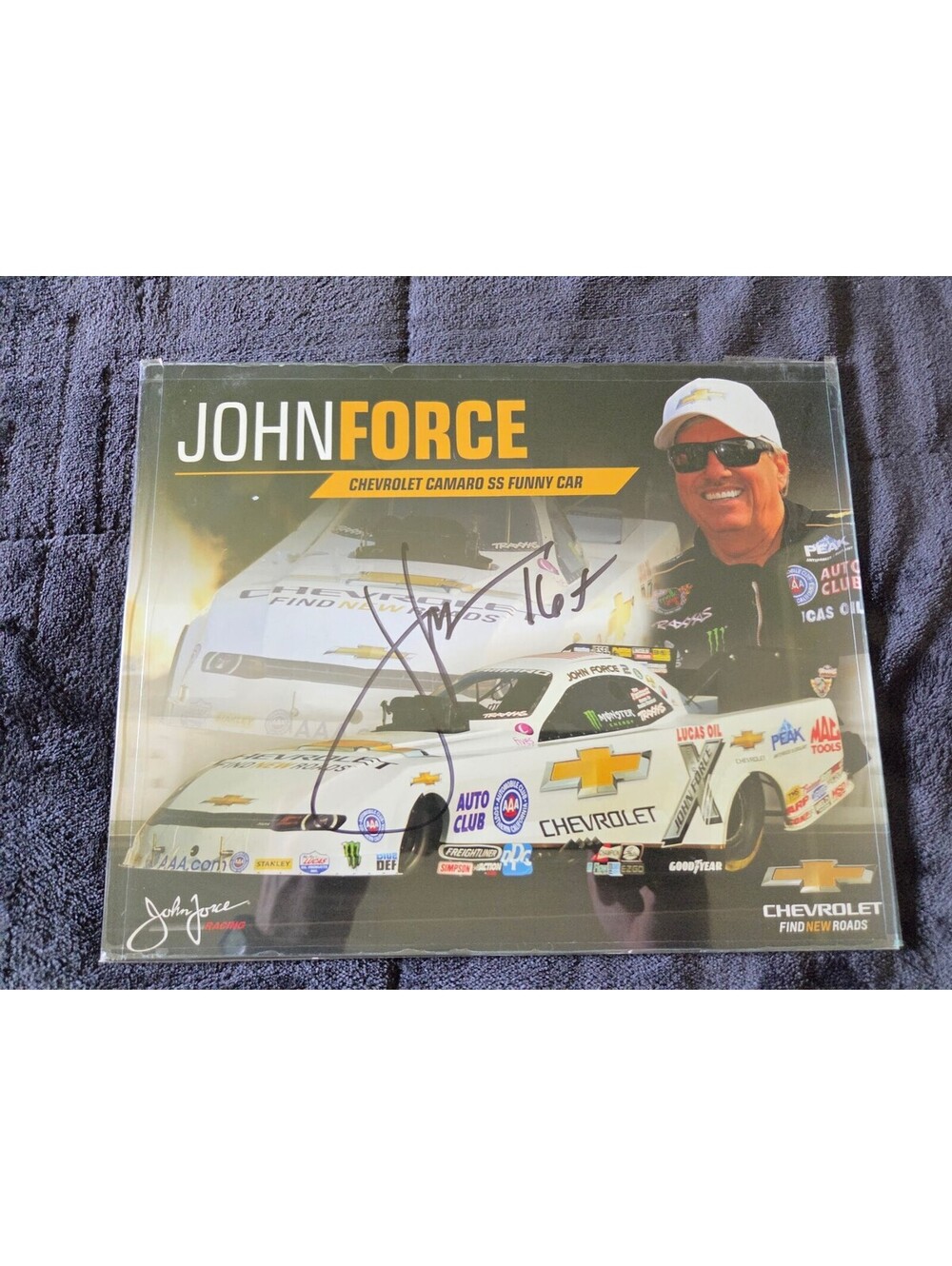 John Force Signed Chevy Camaro SS Funny Car Autographed Promo Poster Unframed